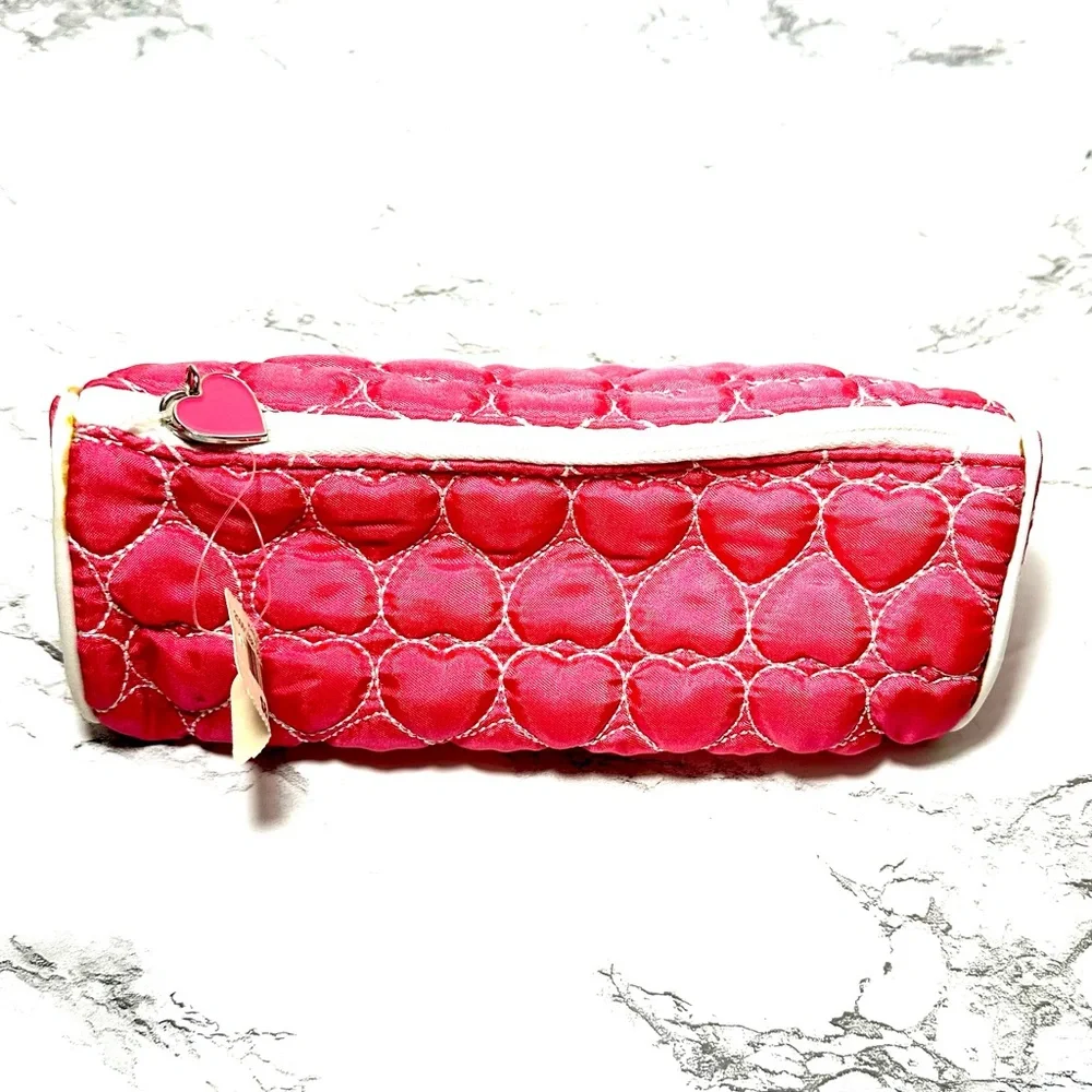 New Vintage Bath & Body Works Hot Pink Heart Shaped Makeup Bag
